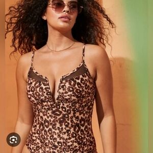Aerie Leopard Print V Wire One Piece Cheeky Swim G203
